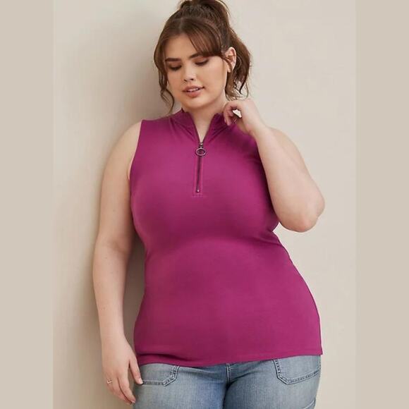 Torrid Foxy Mock Neck Zip Up Tank Berry Size 3X NWT - Picture 1 of 7